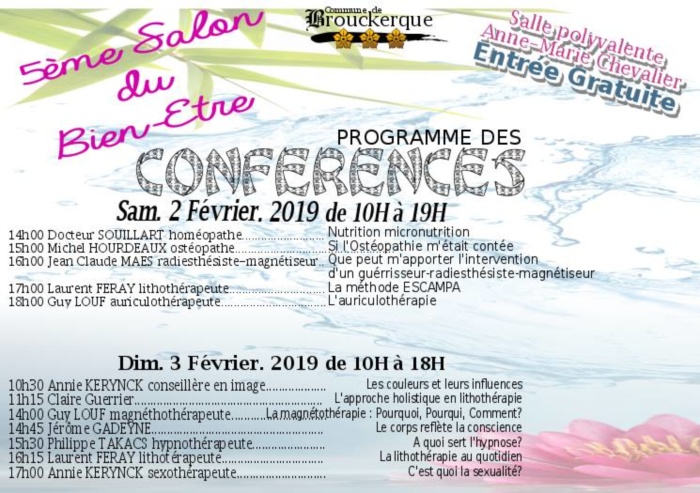Programme du salon Bien-être et Réflexologie à Brouckerque Programme du salon Bien-être et Réflexologie à Brouckerque