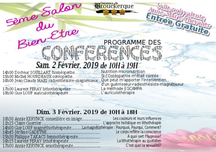 Programme du salon Bien-être et Réflexologie à Brouckerque